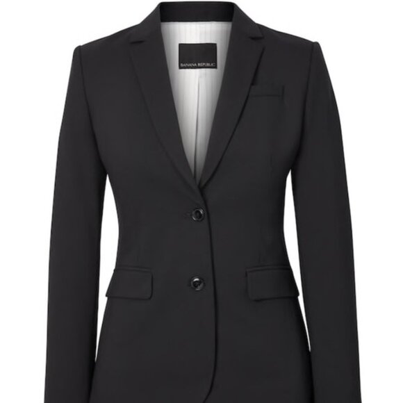 Banana Republic Black Wool Suit Blazer with Pinstripe Lining - Picture 1 of 8